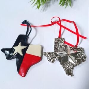 2 Texas Ornaments Christmas tree year round heavy metal & resin